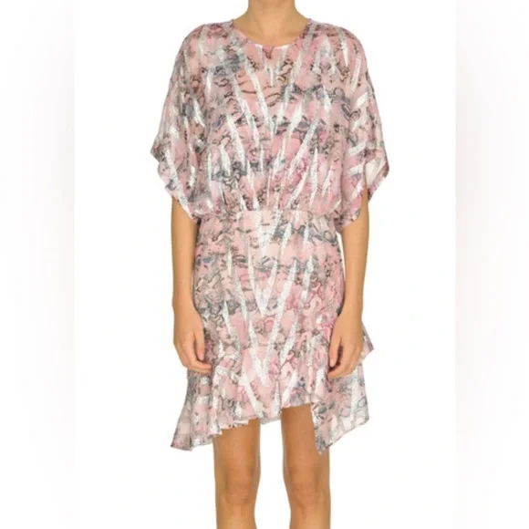 iro dress pink IRO Womens Detina Mini Dress V Neck Cocktail - Pink